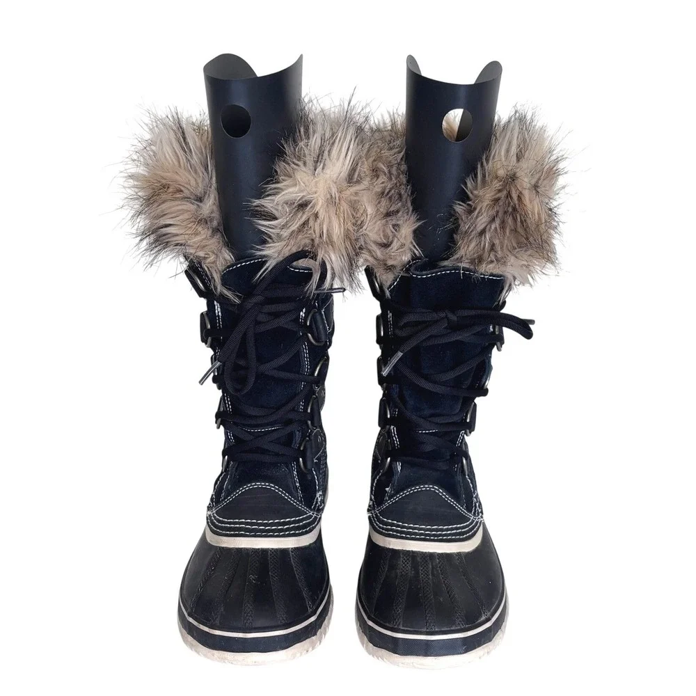 SOREL Womens Joan of Arctic Winter Boot 6 Black Suede Waterproof Faux Fur Snow